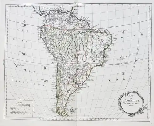 Carte de l'Amerique Meridionale - South America Südamerika Brazil Chile Colombia Argentina Venezuela Amerique