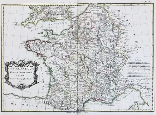 Galliae Antiquae Tabula Geographica - Gallia Gallien Gaule France carte gravure