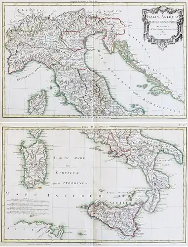 Italiae Antiquae Tabula Geographica - Italia Italy Italien Sicilia Sardegna Corsica