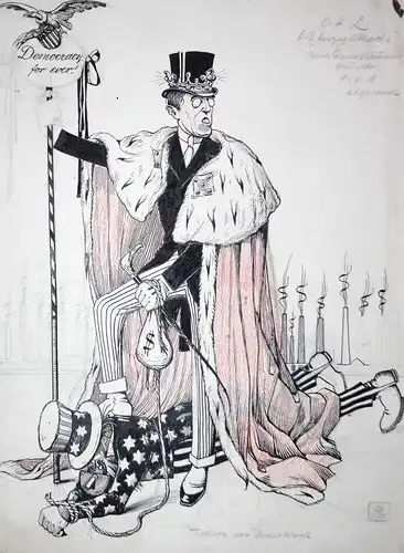 Democracy for ever! - Propaganda poster drawing design Zeichnung America Woodrow Wilson world war