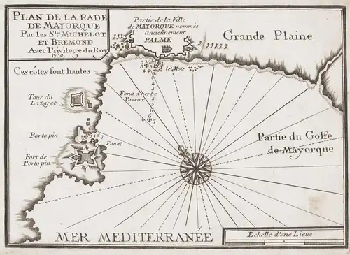 Plan de la Rade de Mayorque. - Palma Mallorca Islas Baleares Espana Spain Spanien Espagne map maritime chart g