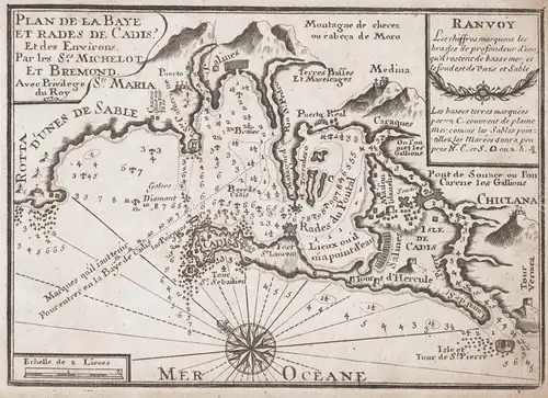 Plan de la Baye et Rades de Cadis et des Environs - Cadiz Andalucia Espana Spain Spanien Espagne map maritime