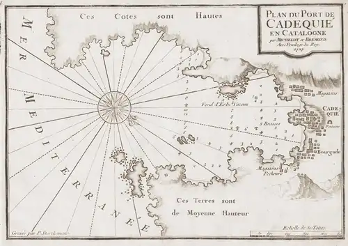 Plan du Port de Cadequie en Catalogne - Cadeques Costa Brava Cataluna Gerona Espana Spain Spanien Espagne map