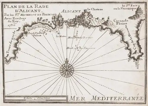 Plan de la Rade d'Alicant. - Alicante Costa Blanca Valencia Espana Spain Spanien Espagne map maritime chart gr