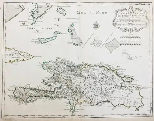 Carte de l'Isle de Saint Domingue - Hispaniola Haiti island Caribbean Antilles America Karte map