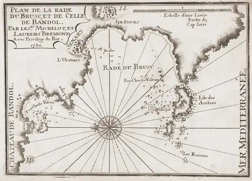 Plan de la Rade du Brusc, et de Celle de Bandol - Bandol Sanary-sur-Mer le Brusc Cote-d'Azur map carte maritim