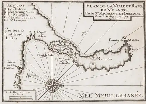 Plan de la Ville et Rade de Melasse - Milazzo Sizilia Sicily Sizilien map carta maritime chart