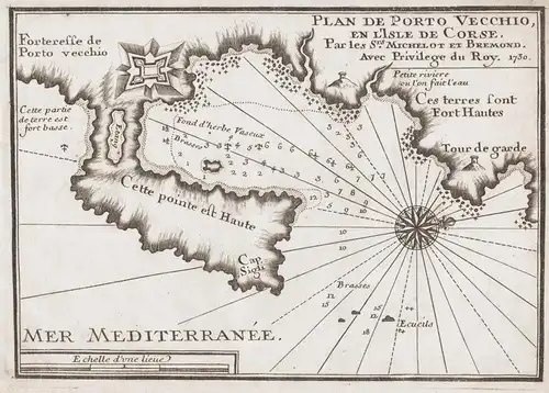 Plan de Porto Vecchio en l'Isle de Corse - Porto-Vecchio Corsica Corse ile island Insel map carta maritime cha