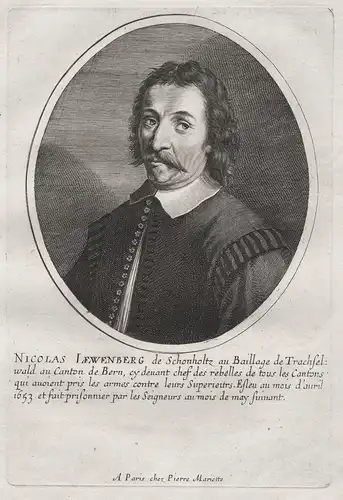 Nicolas Lewenberg de Schonholtz... - Niklaus Levenberger (1615-1653) Bern Schweiz Bauernkrieg Schönholz Portra