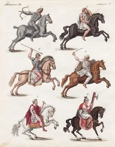 Altherthümer VI / Antiquites VI - Reiterey des Alterthums - Ein römischer Feldherr zu Pferde - Kavallerie Reit