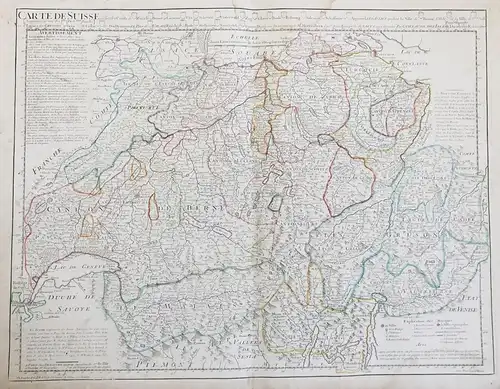 Carte de Suisse, ou sont les Cantons de Zürich, Berne, Lucerne, Uri, Unterwald, Zug, Glaris, Basle, Fribourg,