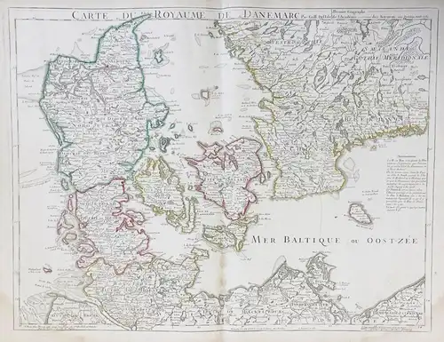 Carte du Royaume de Danemarc - Danmark Denmark Dänemark