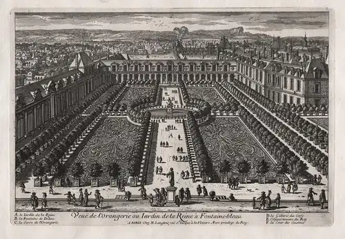 Veue de l'Orangerie ou Jardin de la Reine...- Chateau de Fontainebleau Schloß castle jardin Garten garden Arch