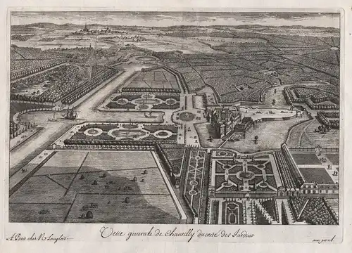 Veue Generale de Chantilly du costé des Jardins.- Chateau de Chantilly Schloß castle jardin Garten garden Arch