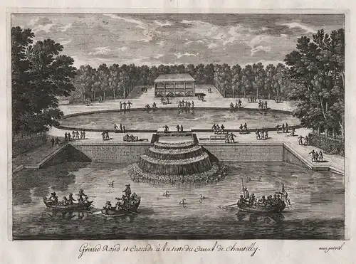 Grand Rond et Cascade a l'ateste du Canal de Chantilly- Chateau de Chantilly Oise jardin Garten garden Fountai