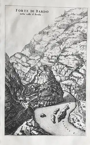 Forte di Bardo nella valle d'Avosta - Forte di Bard Valle d'Aosta Italia Italy Italien veduta incisione