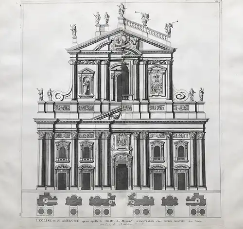 L'Eglise de St. Ambroise qu'on apelle le Dome de Milan - Milano Mailand Duomo veduta acquaforte incisione in r