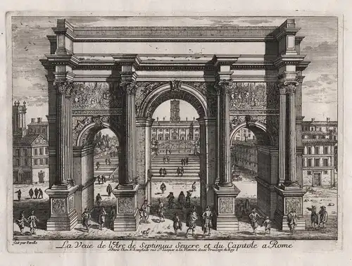 La Veue de l'Arc de Septimius Severe et du Capitole a Rome.- Roma Rome Rom Campidoglio Capitoline Hill Arco di