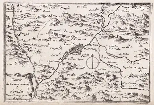 Carte du Gouvernement de Lerida... - Lerida Lleida Spanien Espana Spain Karte map grabado
