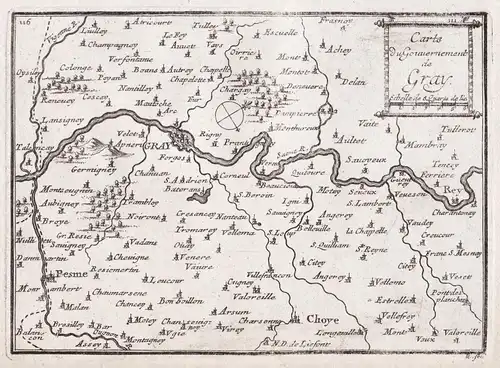 Carte du Gouvernement de Gray - Gray Haute-Saone Bourgogne carte map Karte