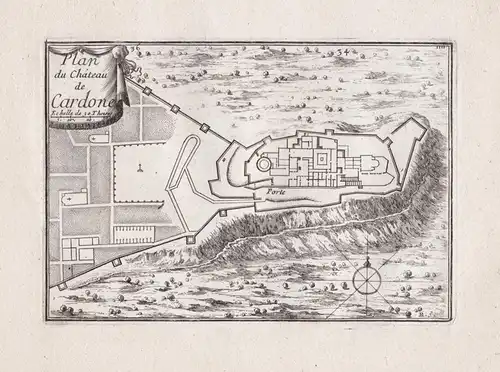 Plan du Chateau de Cardone - Cardona Cataluna Spanien Espana Plan map grabado