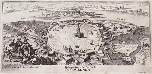 Belegeringe en Onset der Stadt Weenen - Wien Vienna Österreich Austria map Karte