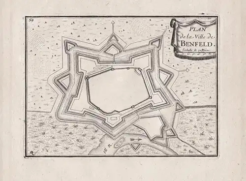 Plan de la ville de Benfeld - Benfeld Bas-Rhin Alsace Elsass gravure