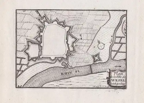 Plan de la Ville de Wesel - Wesel Rhein Festungsplan Nordrhein-Westfalen