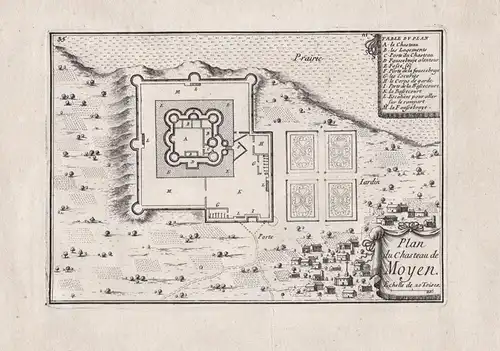 Plan du Chasteau de Moyen - Chateau de Moyen Meurthe-et-Moselle gravure estampe
