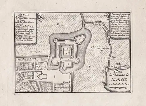Plan du Chasteau de Iametz - Jametz Meuse Lorraine Lothringen France gravure