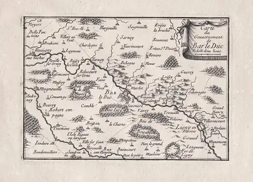 Carte du Gouvernement de Bar le Duc - Bar-le-Duc Ligny-en-Barrais Revigny Meuse Lorraine Lothringen carte grav
