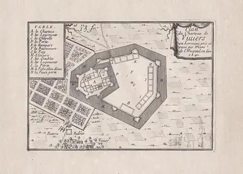 Plan du Chasteau de Viviers en Lorraine - Viviers Moselle Lorraine Lothringen gravure