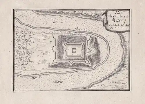 Plan du Chasteau de Mussy - Mussy-l'Eveque Charleville-sous-Bois Moselle Lorraine Lothringen gravure