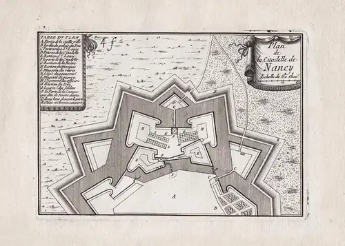 Plan de la Citadelle de Nancy - Nancy Meurthe-et-Moselle Lorraine Lothringen gravure