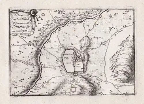 Plan de la Ville et Chasteau de Constanty - Constanti Tarragona Cataluna Spanien Espana Plan map grabado