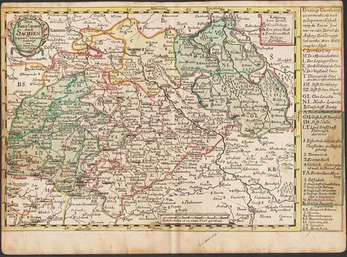 Neue Reise Charte durch Sachsen - Sachsen Reisekarte Postkarte Thüringen Anhalt Karte