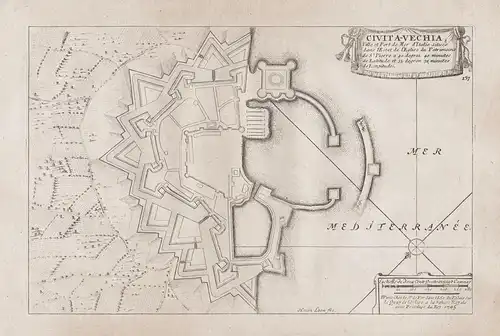 Civita Vechia - Civitavecchia Lazio Italia Italy Italien incisione in rame stampa plan