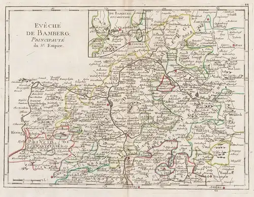 Eveché de Bamberg. Principaute du St. Empire. - Bamberg Coburg Kronach Forchheim Erlangen map Karte