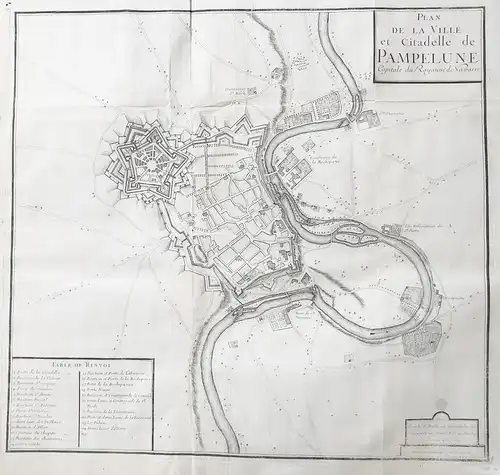 Plan de la Ville et Citadelle de Pampelune. Capitale du Royaume de Navarre. - Pamplona Navarra Espana Spain Sp