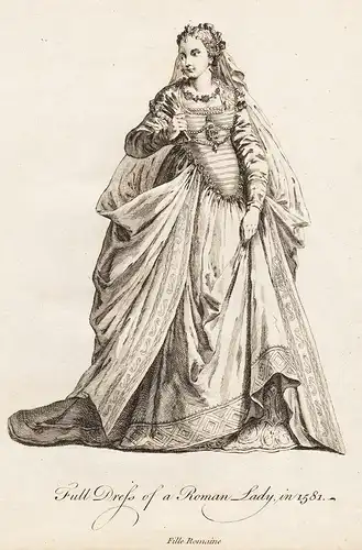 Full Dress of a Roman Lady, in 1581 - Rome Rom Roma Italy Italien Trachten costumes costume Tracht