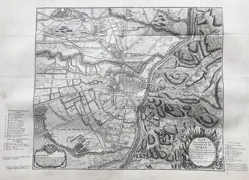 Plan de la Ville et Citadelle de Turin. Avec ses Environs depuis la Venerie. Jusques a Millefleurs Levée sur l
