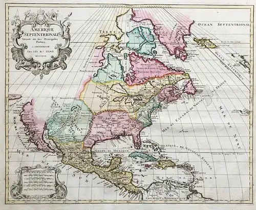 Amerique Septentrionale divisée en ses Princiapels Parties - North America Amerika United States California Fl