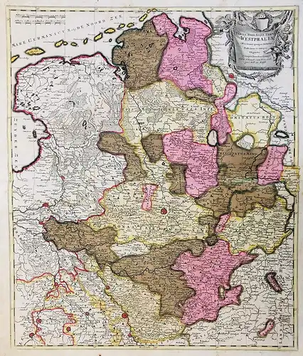 Tabula nova atque exacta Westphaliae Finitimas quoque Ditiones Praefecturas et Satrapias Eleganter. -  Westfal