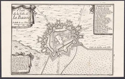 Plan de la Ville de la Bassée - La Bassee Nord Hauts-de-France Plan fortification Fortifikation