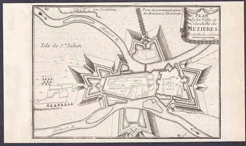 Plan de la Ville et Citadelle de Mezieres - Charleville-Mezieres Ardennes Grand-Est France Plan fortification