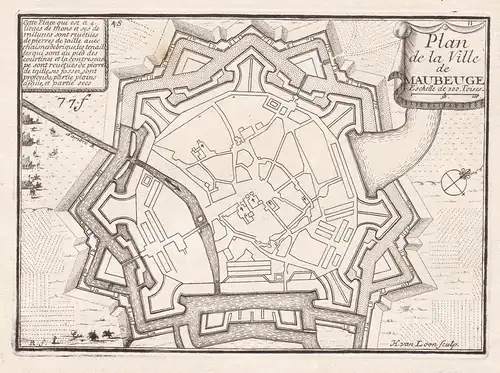 Plan de la Ville de Maubeuge - Maubeuge Nord Hauts-de-France Plan fortification Fortifikation