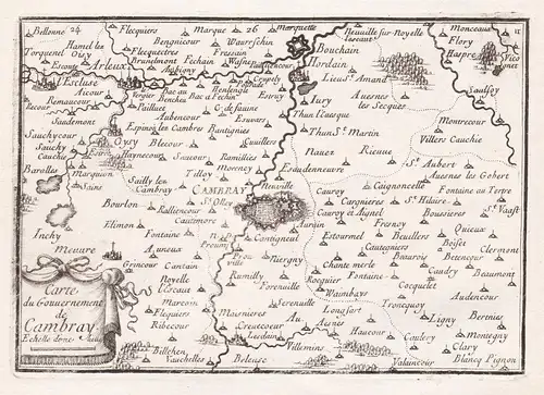 Carte du Gouvernement de Cambray - Cambrai Bouchain Masnieres Arteux Caudry Nord Hauts-de-France Frankreich
