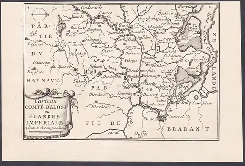 Carte du Comté d'Alost ou Flandre Imperiale - Vlaanderen Flandre Flanders Antwerpen Gand Hulst Dendermonde