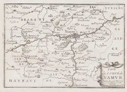 Carte du Comte de Namur - Namur Huy Charleroi Gembloux Dinant Ciney Region Wallonne Wallonie Belgique Belgium