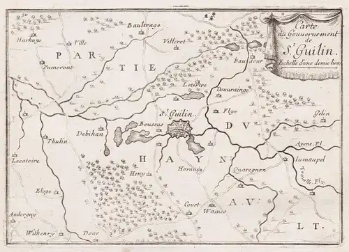 Carte du Gouvernement de St. Guilin - Saint-Ghislain Hainaut Wallonie Belgique Belgium Belgien Plan fortificat